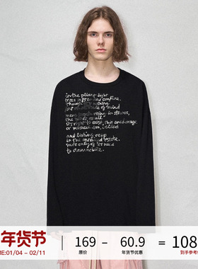 LOSTCTRL新款手写英文cleanfit印花长袖T恤男女秋季宽松打底衫潮