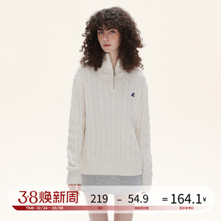 LOSTCTRL美式半拉链麻花针织衫男女秋冬新款慵懒风软糯毛衣