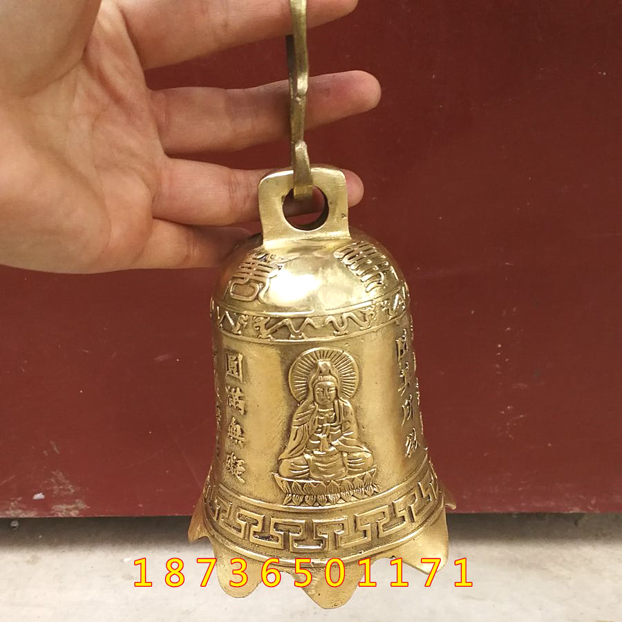 纯铜钟 观音钟三圣平安钟铜铃风铃风水佛具用品铜器挂钟铜钟