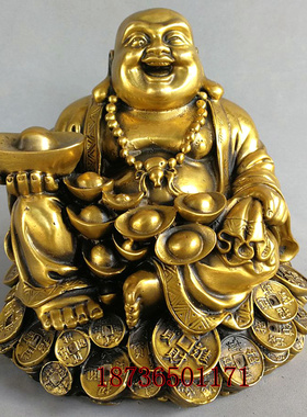 纯铜摆件笑佛客厅供奉招财工艺品