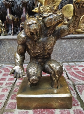 纯铜牛熊铜器工艺品摆件