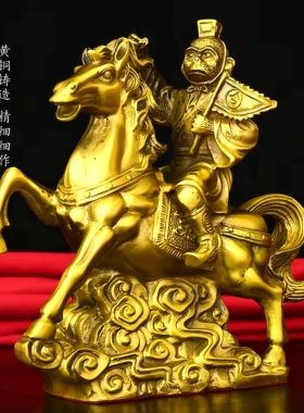 纯铜马上封侯摆件马上猴拿印猴手拿令旗生肖骑马猴客厅书房办公室