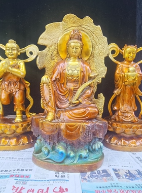 纯铜观世音菩萨供奉摆件