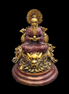 鸿钧老祖纯铜摆件供奉坐像