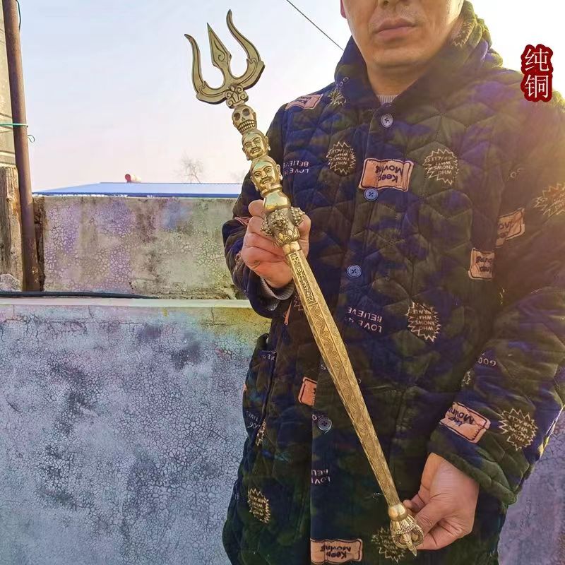 纯铜法器金刚杵三叉金刚棍降魔棍韦陀法器天杖密宗藏佛法器打神鞭