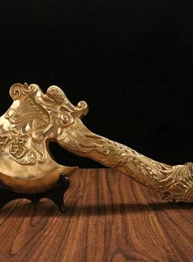 纯铜斧子黄铜龙头摆件