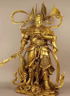 纯铜关公武财神托宝提刀镇宅