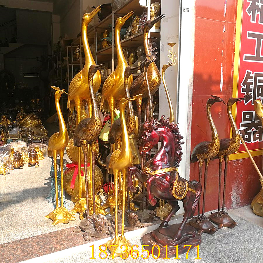 铜器特大号纯铜龙龟铜仙鹤蜡台烛台油灯灯台灵芝鹤家居客厅摆件