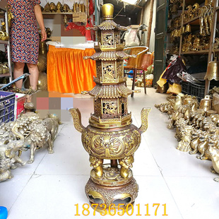 纯铜龙纹宝塔香炉香薰炉特大五层塔炉老君炼丹炉家居用品摆件