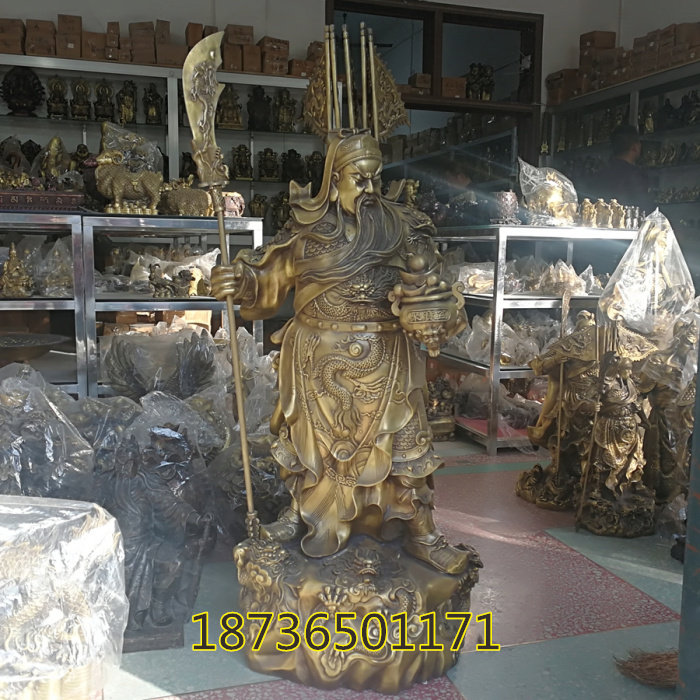 精品纯铜特大号九龙关公武财神爷铜像托宝关公像铜器镇宅招财神像
