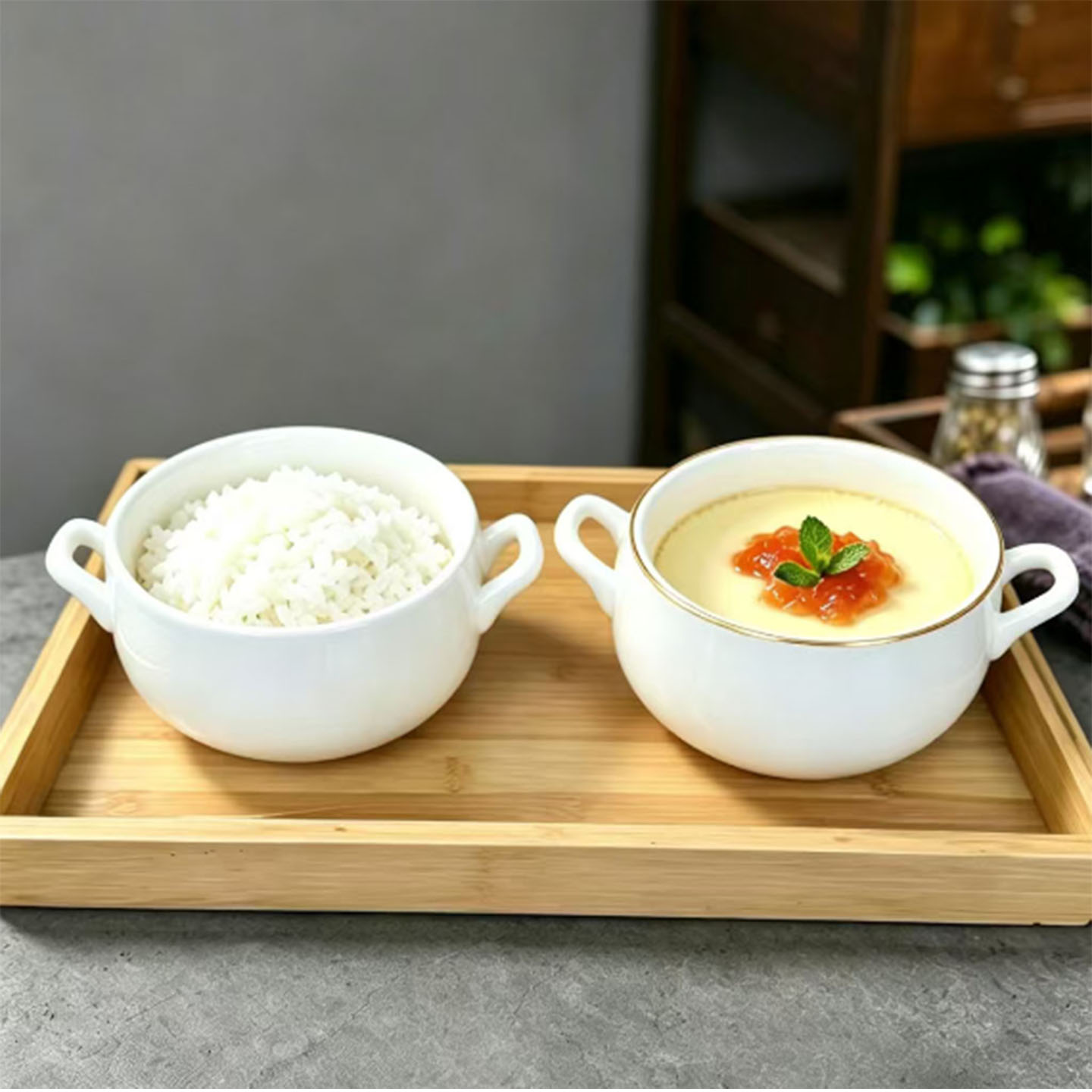 家用陶瓷双耳汤碗汤盅早餐碗图片