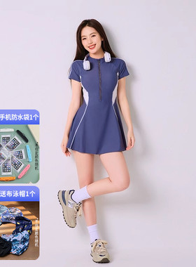 高级感泳衣女款灰色游泳馆专用2025年新款保守收腰显瘦连体游泳衣