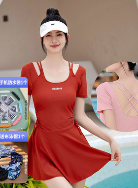 温泉游泳衣裙式女士2025年新款显瘦性感露背高级少女成人连体泳装