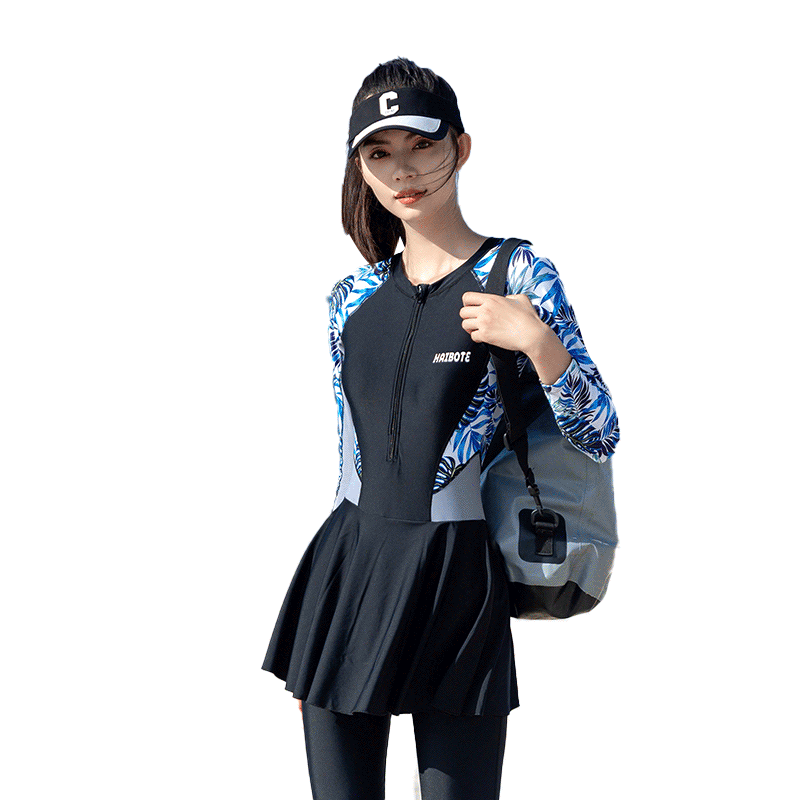 2026新款泳衣女防晒长袖长裤大码连体裙式温泉冲浪服专业运动泳装