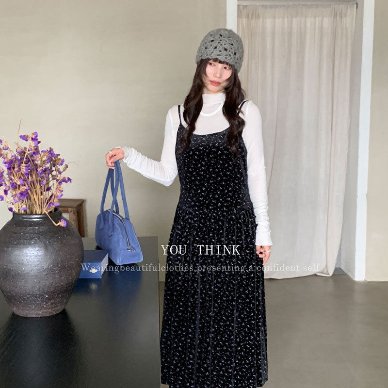 早春新款韩系无袖碎花吊带灯芯绒长款连衣裙,女装/女士精品,连衣裙,淘宝优惠券,粉丝福利购,淘宝优惠卷