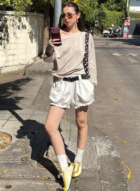 「 1.14 春夏新品 」 MMFISH街头时髦配铆钉皮带花苞短裤 26K070