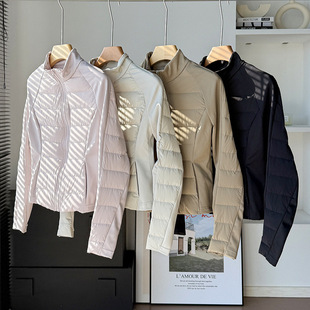 lulu家鸭绒瑜伽羽绒服女2025新款户外排骨修身显瘦小个子轻薄外套