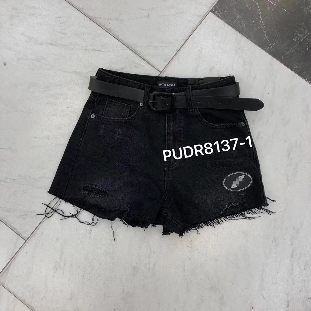 pudr牛仔8137-1早秋季新修身女短裤限9999张券