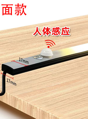 银黑色220v插电人体感应灯条超薄鞋柜衣柜玄关走廊人来亮长条