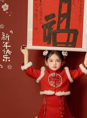 女童汉服唐装中小童过年衣服