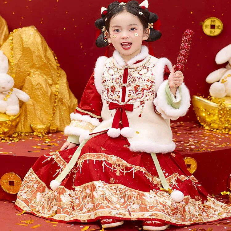 福娃闹春女童汉服古风重工刺绣拜年服套装新中式国风马年过年服冬,童装/婴儿装/亲子装,汉服,淘宝优惠券,粉丝福利购,淘宝优惠卷