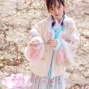 女童汉服冬季加厚女宝宝中国风套装明制保暖拜年服宋代马甲三件套