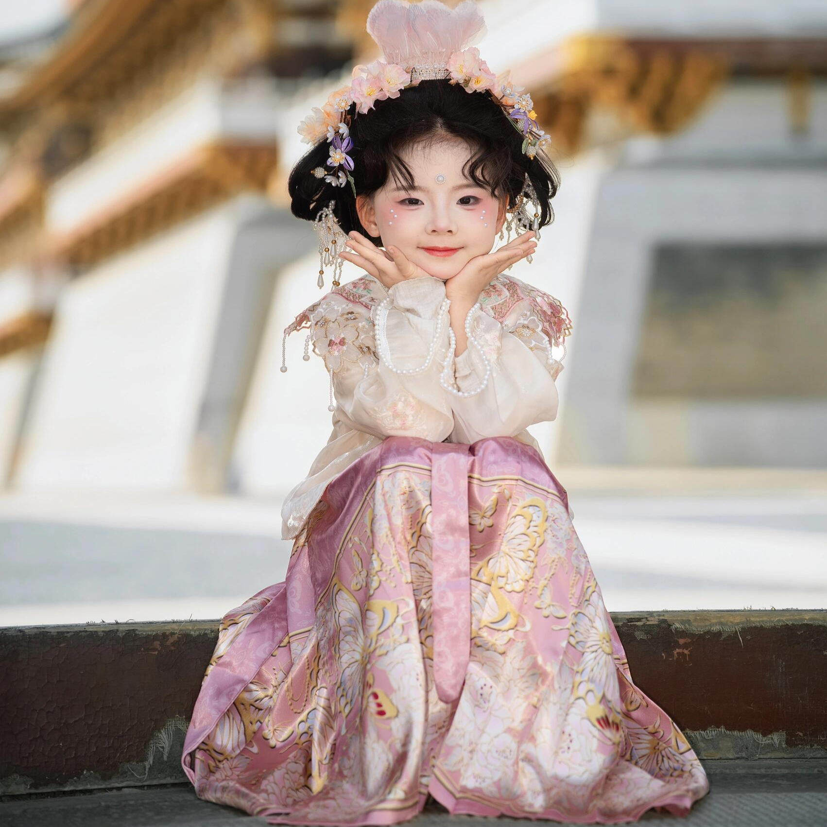 女童汉服新中式马面裙套装儿童古装洋气甜美女孩欧根纱中国风云肩,童装/婴儿装/亲子装,汉服,淘宝优惠券,粉丝福利购,淘宝优惠卷