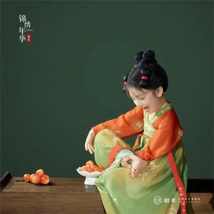 女童汉服唐宫夜宴古风襦裙夏季儿童中国风唐朝舞蹈演出服敦煌服饰