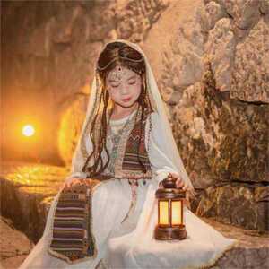 汉服女童西域公主异域风新疆少数民族白色连衣裙古典舞表演服楼兰