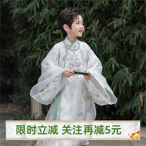 竹子松庭男童汉服长袍新款古风套装国学圆领袍贵公子春夏国风2024