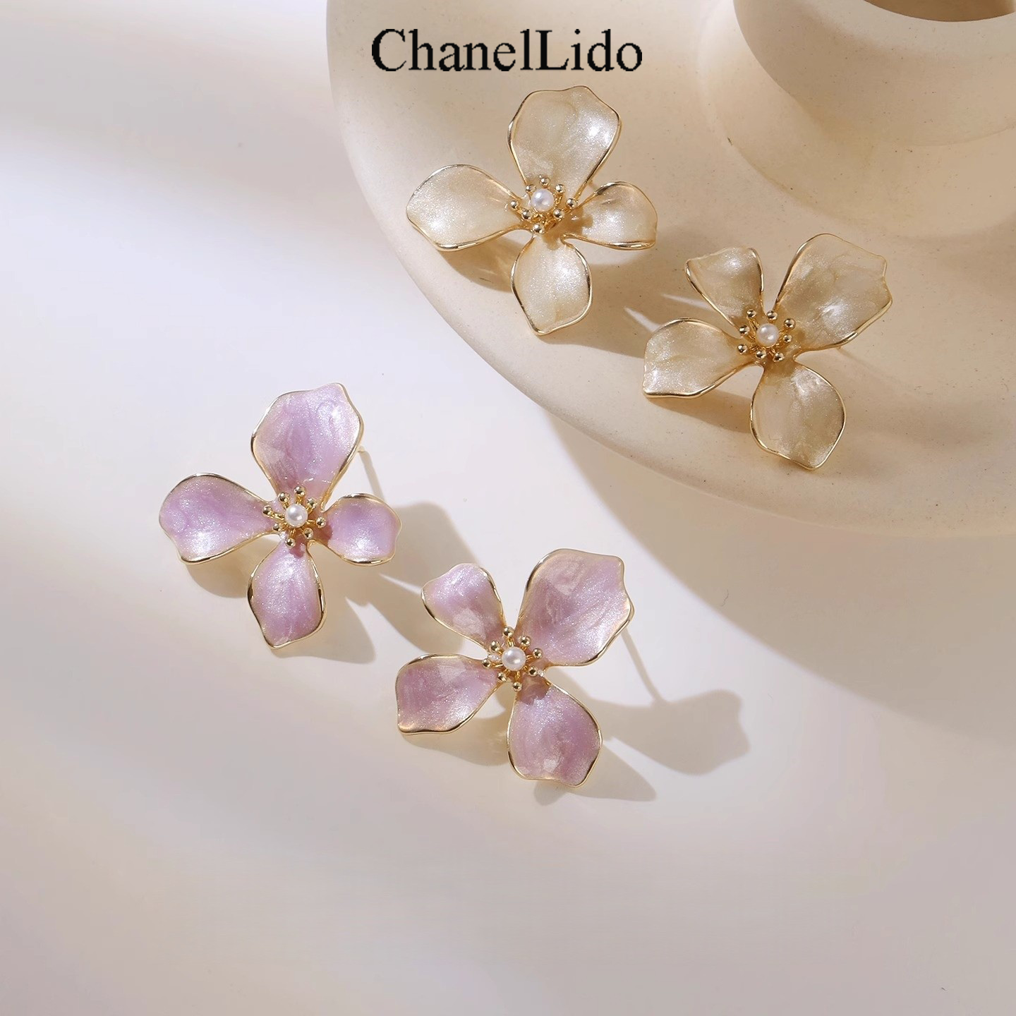 ChanelLido香奈丽多⭐花朵耳环女浪漫温柔耳钉设计感气质甜美耳饰