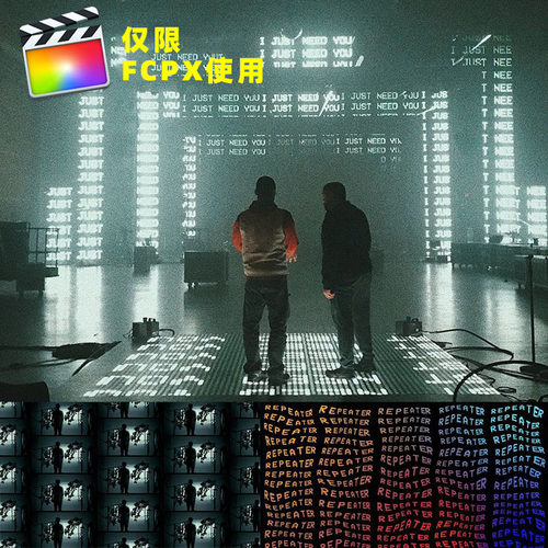 FCPX模板-超酷文字重复跳跃排版视频分割视觉传达特效制作素材