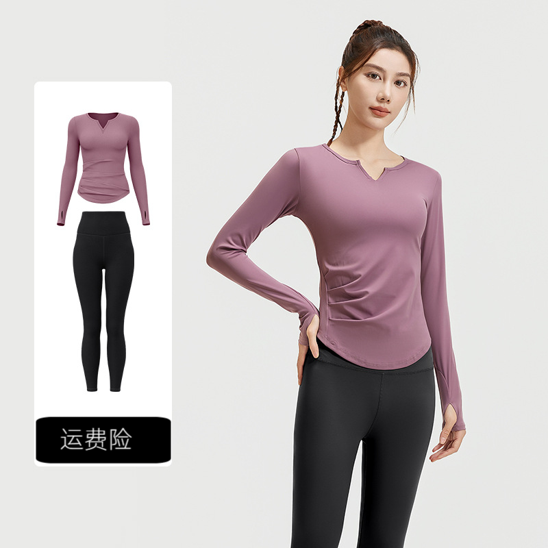 瑜伽服女2026春秋新款跑步训练专业速干大码运动健身短袖上衣套装