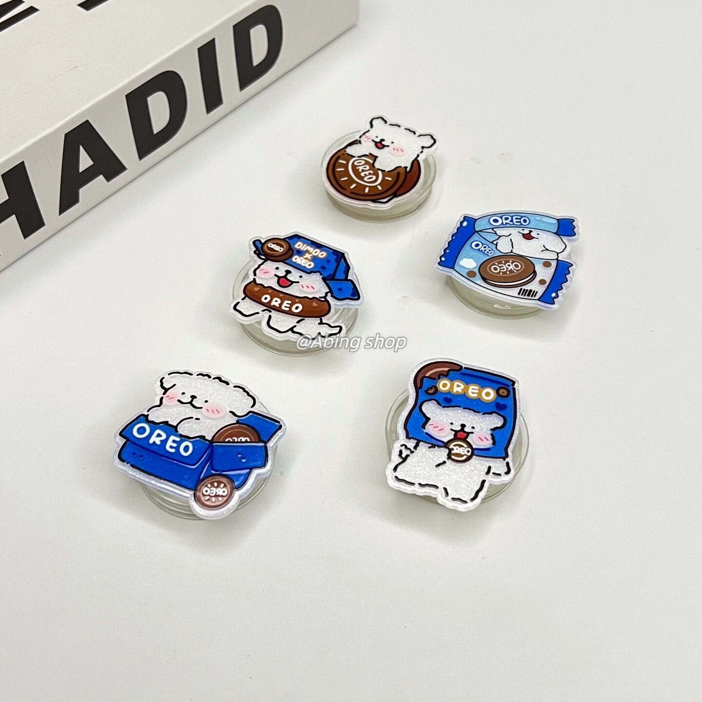 日韩ins卡通趣味手机壳x背贴懒人伸缩可爱奥利奥线条小狗气囊支架