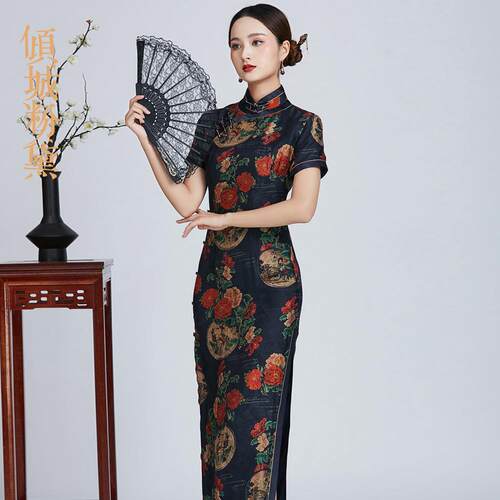 夏季真丝礼服宴会旗袍裙