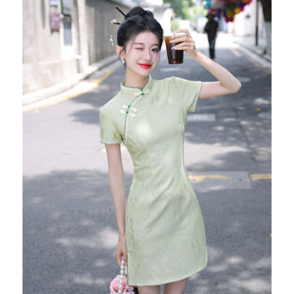 旗袍2026新款夏季改良年轻款少女小个子150cm显高短款新中式修身