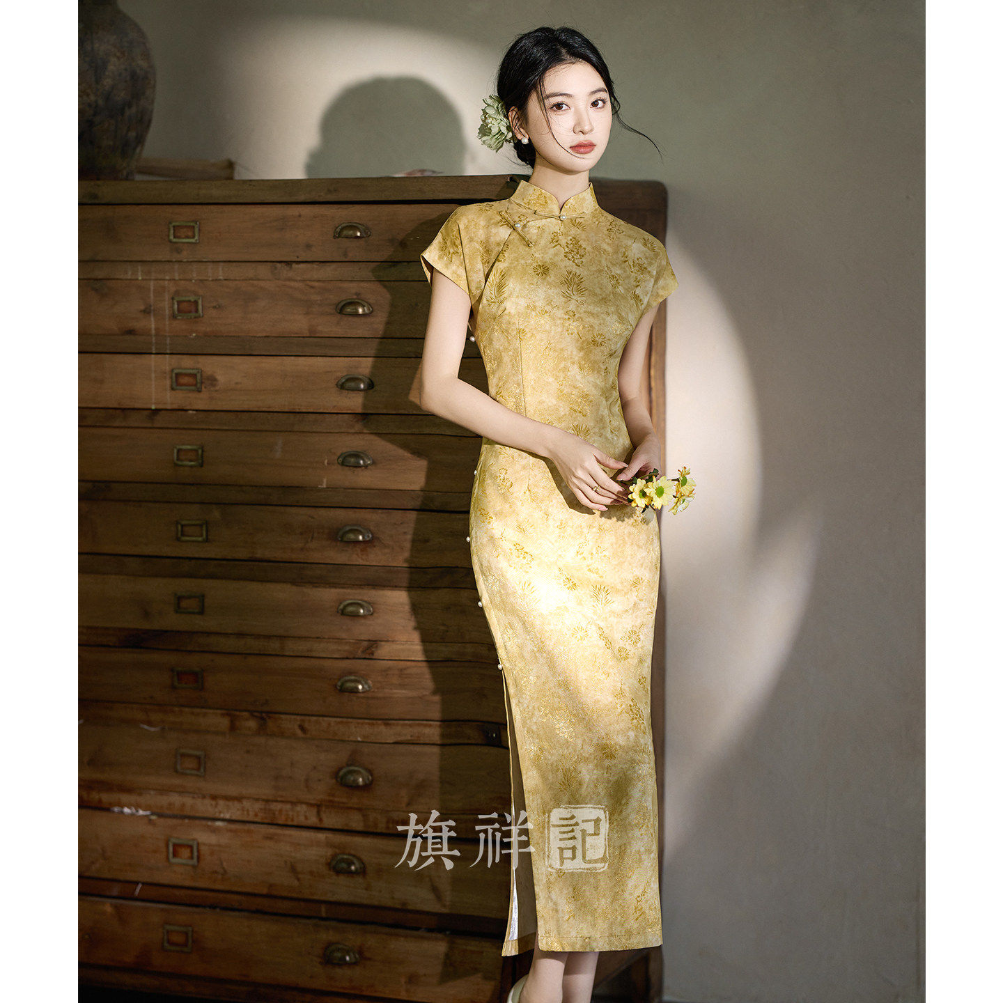 旗袍女新中式古法全开襟