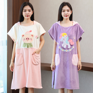 浴巾女款秋冬非纯棉吸水可穿可裹速干浴裙浴袍式睡衣2025新款斗篷