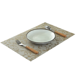 创意烫金pvc茶杯垫欧式防水圆形酒店KTV会所塑料餐桌垫隔热垫烫金