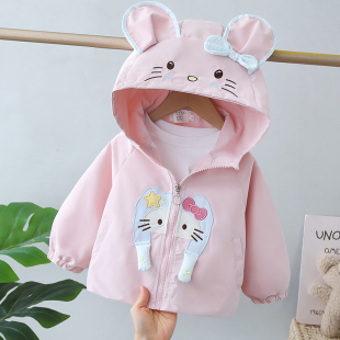 女童外套春秋款2026新款儿童春装女宝宝卡通风衣小女孩夹克衫小童