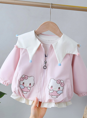 女童外套春秋款2026新款婴幼儿童春装女宝宝风衣小女孩海军领夹克