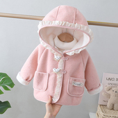 女宝宝加厚风衣小童衣服 儿童春装 女童加绒呢子外套春秋季 2026新款