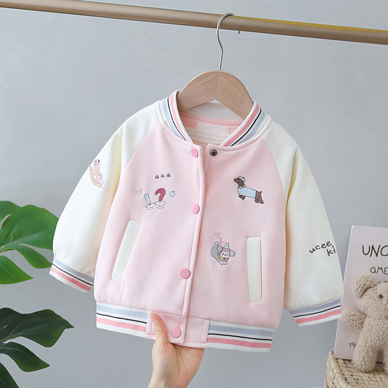 女童外套春秋款2026新款洋气儿童秋装女宝宝棒球服小女孩夹克小童