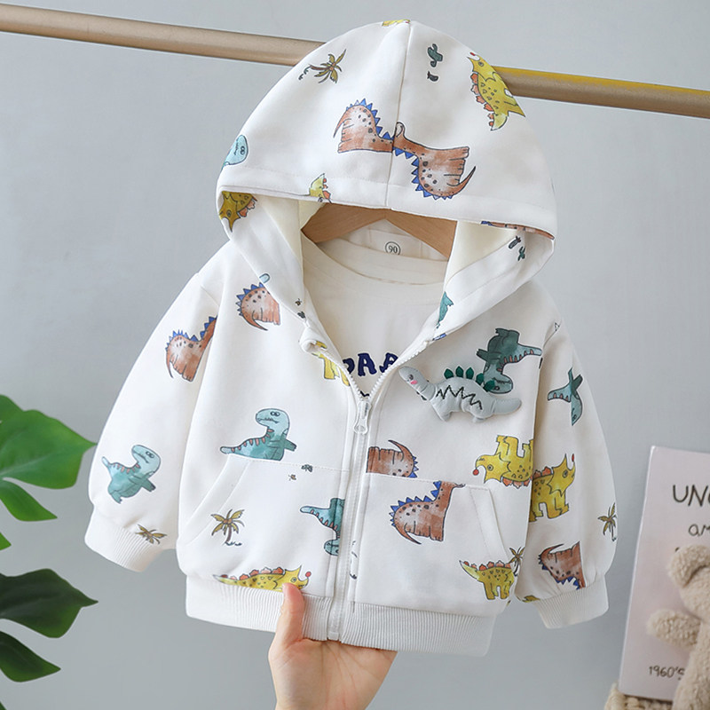 男童柔软棉布外套春秋款2026新款儿童春装男宝宝连帽卫衣小童夹克