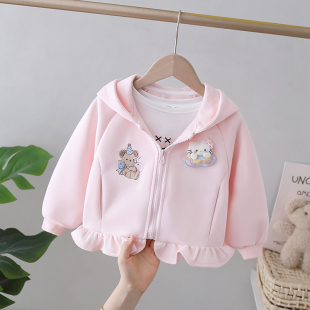 女童柔软棉布外套春秋季2025新款儿童秋装女宝宝夹克衫小女孩卫衣