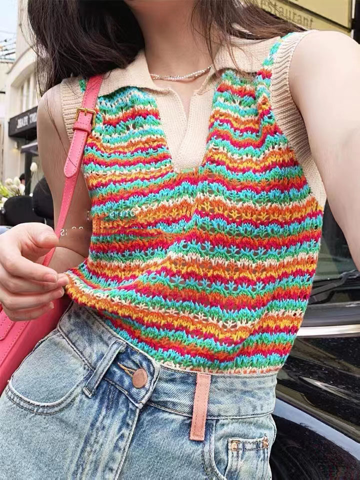 针织吊带背心甜美短上衣