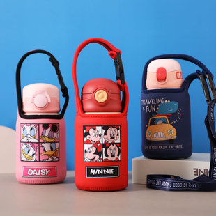 ba-blov450ml儿童吸管保温杯杯套手提斜跨保护套 小黄鸭500ml通用