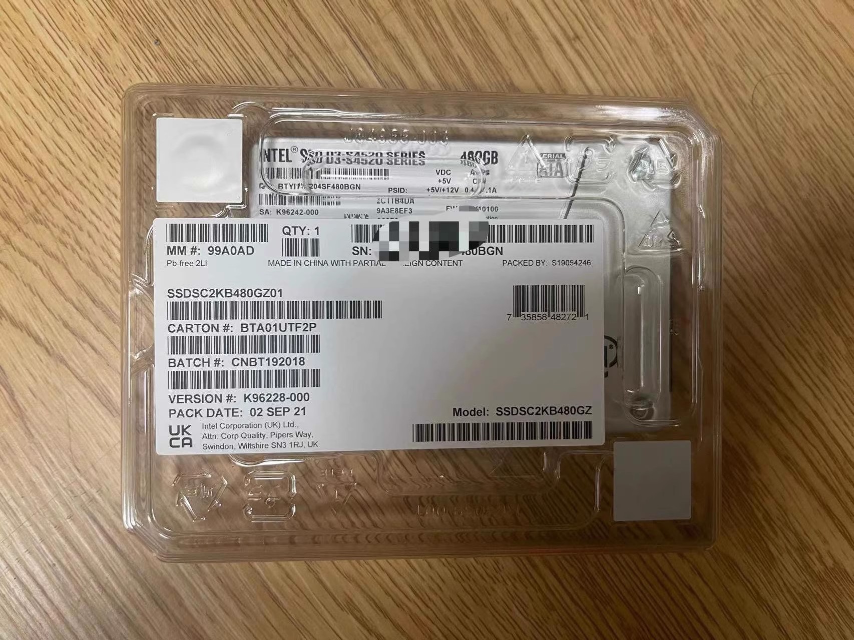 英特尔2.5寸480GSATA3固态硬盘