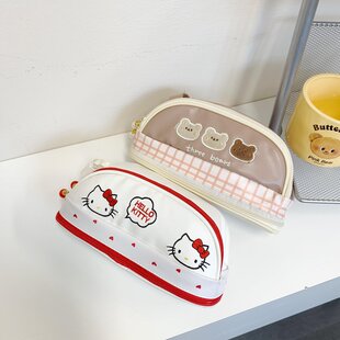 可爱KT猫笔袋ins风简约文具盒大容量初中小学生文具收纳袋
