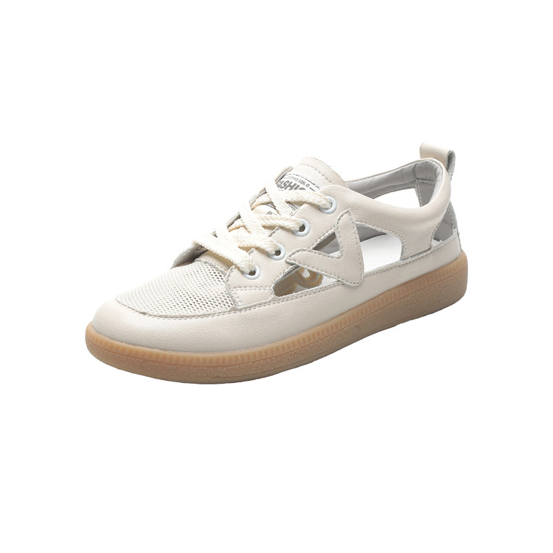 ZASAFRAN FASHION IN SUMMER  COWHIDE BAOTOU COW TENDON SOLE SMALL WHITE SANDALS WOMENS THIN HOLLOW MOVEMENT